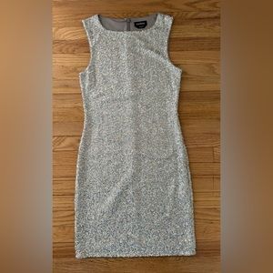 BEBE silver NYE sequins shift dress